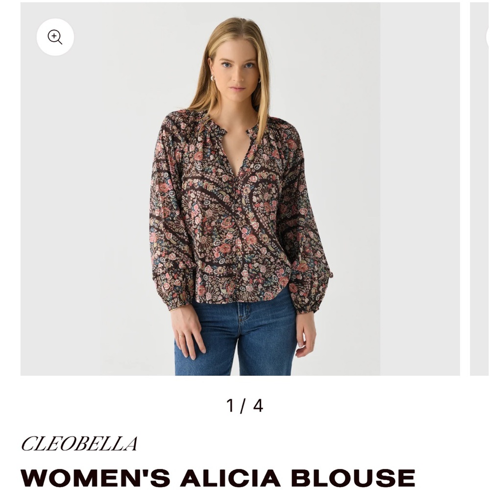 Cleobella Alicia Blouse - Black and Pink Floral
